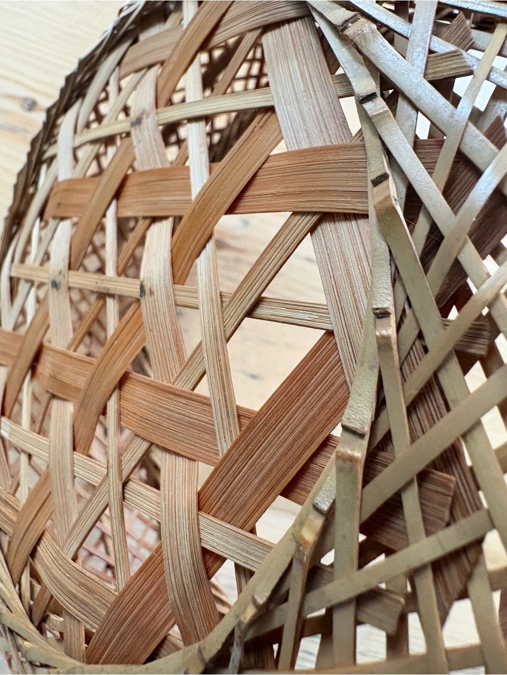 Vintage Reed and Rattan Round Basket - Picture 6 of 8